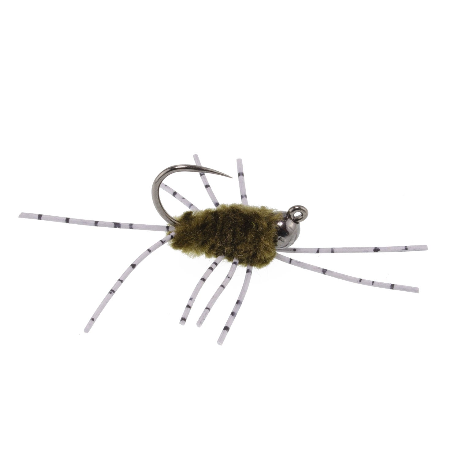 Barbless Pat's Barred Rubber Legs Tungsten Bead Jigged Dark Olive Euro Nymph - Set of 6 Flies Hook Size 6 - Get Tight Gear