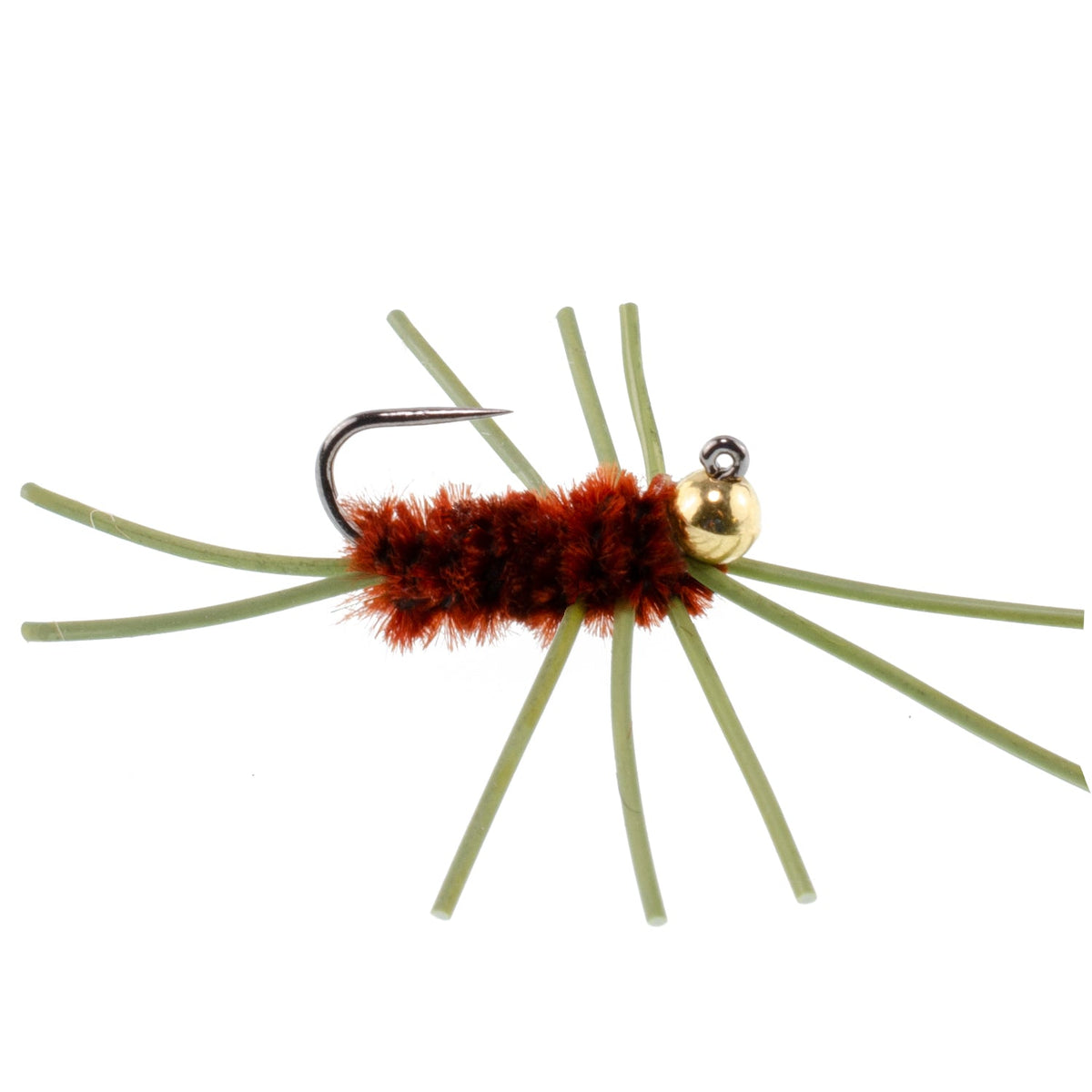 Barbless Pat's Rubber Legs Tungsten Bead Jigged Brown Euro Nymph - Set of 12 Flies Hook Size 10 - Get Tight Gear