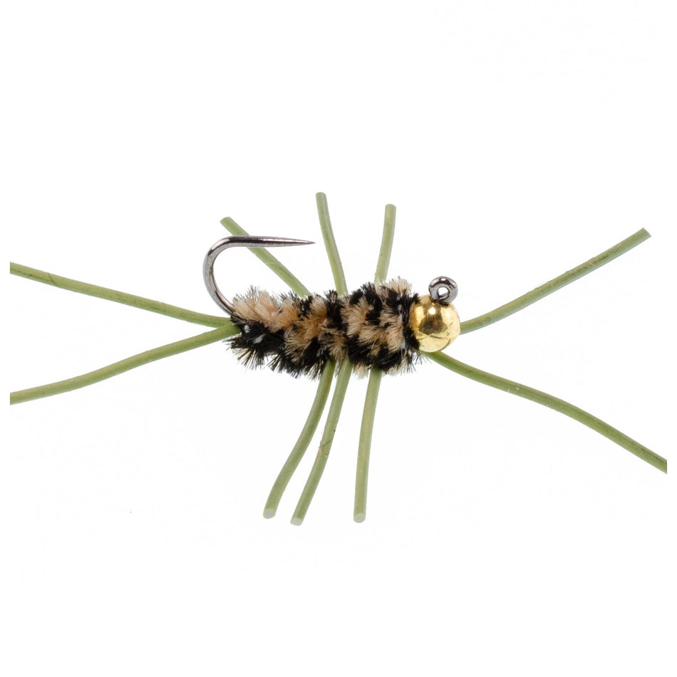 Barbless Pat's Rubber Legs Tungsten Bead Jigged Coffee/Black Euro Nymph - Set of 12 Flies Hook Size 10 - Get Tight Gear