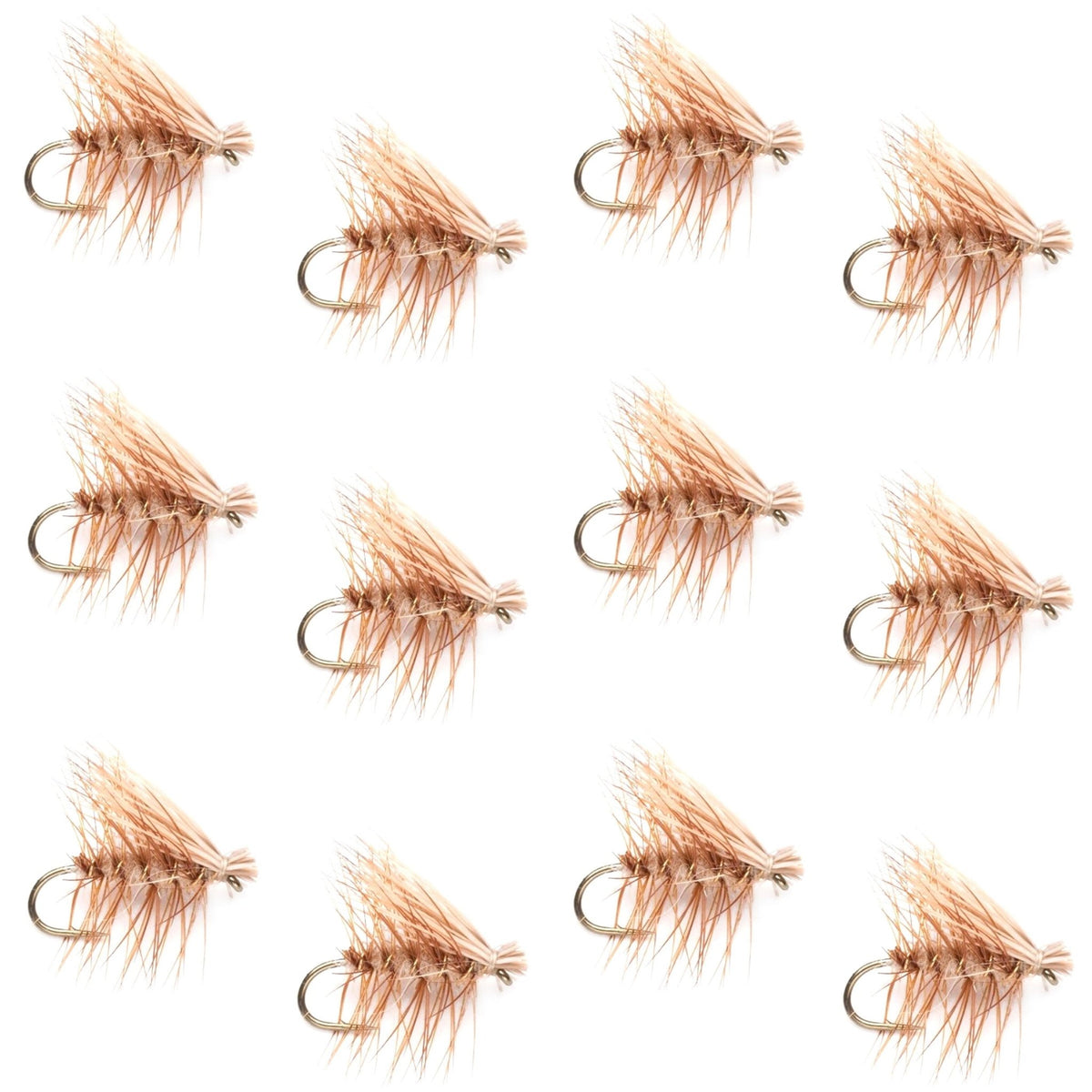 Barbless Tan Elk Hair Caddis Classic Trout Dry Flies 1 Dozen Flies Size 18 - Get Tight Gear