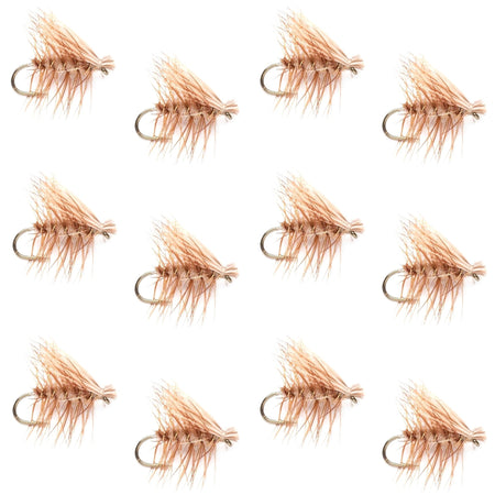 Barbless Tan Elk Hair Caddis Classic Trout Dry Flies 1 Dozen Flies Size 18 - Get Tight Gear