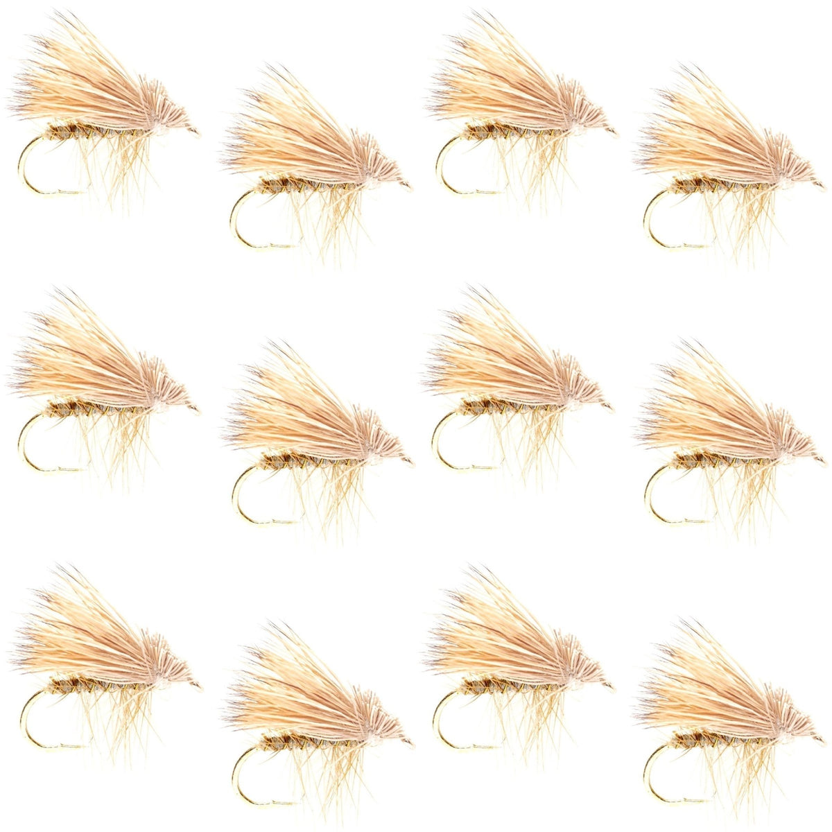 Barbless Yellow Elk Hair Caddis Classic Trout Dry Flies 1 Dozen Flies Size 12 - Get Tight Gear