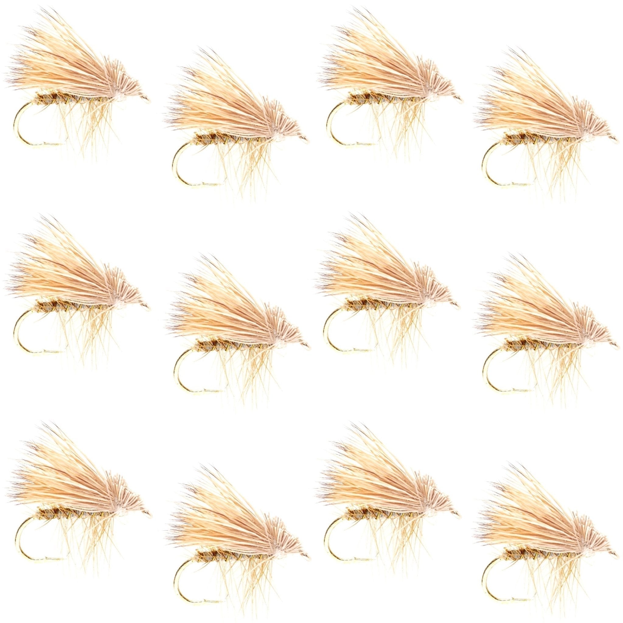 Barbless Yellow Elk Hair Caddis Classic Trout Dry Flies 1 Dozen Flies Size 12 - Get Tight Gear