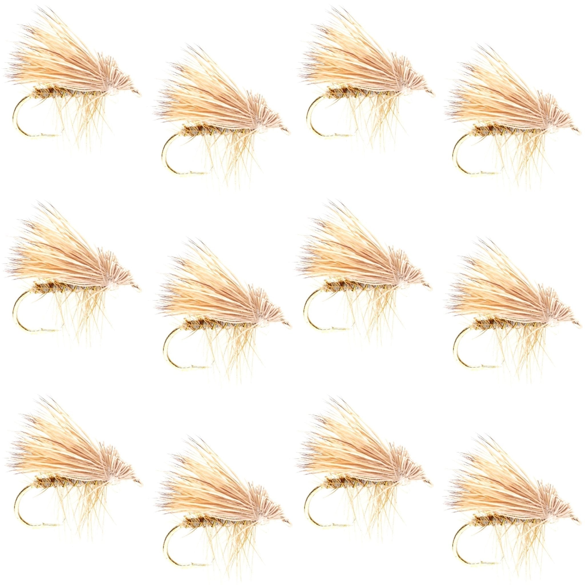 Barbless Yellow Elk Hair Caddis Classic Trout Dry Flies 1 Dozen Flies Size 14 - Get Tight Gear