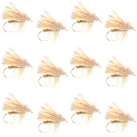 Barbless Yellow Elk Hair Caddis Classic Trout Dry Flies 1 Dozen Flies Size 14 - Get Tight Gear