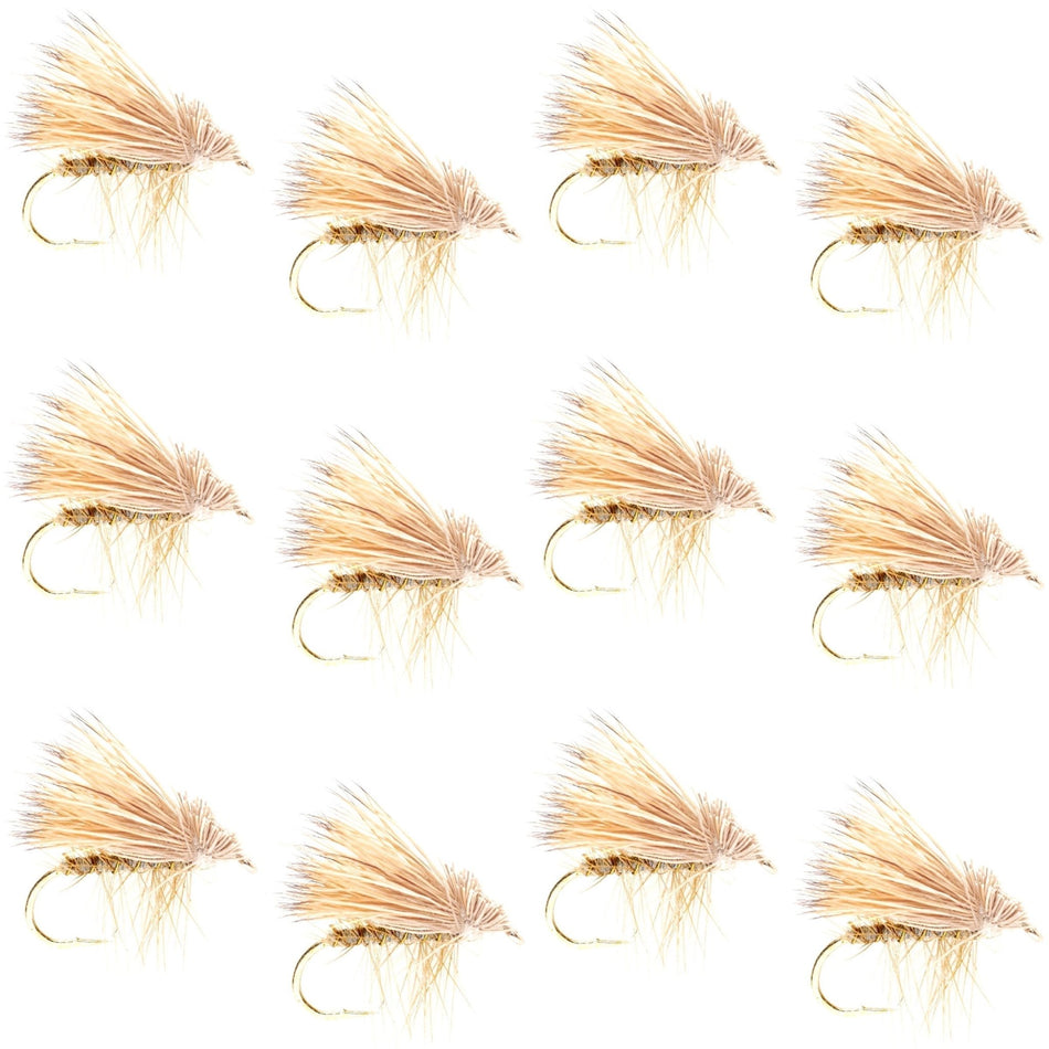 Barbless Yellow Elk Hair Caddis Classic Trout Dry Flies 1 Dozen Flies Size 14 - Get Tight Gear