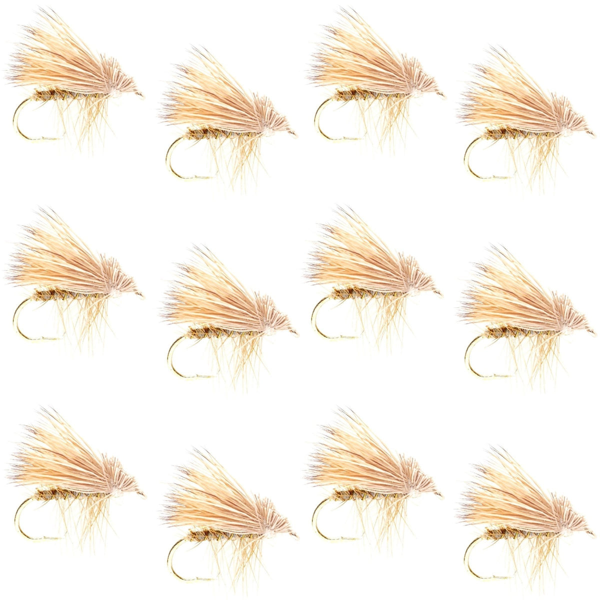 Barbless Yellow Elk Hair Caddis Classic Trout Dry Flies 1 Dozen Flies Size 16 - Get Tight Gear