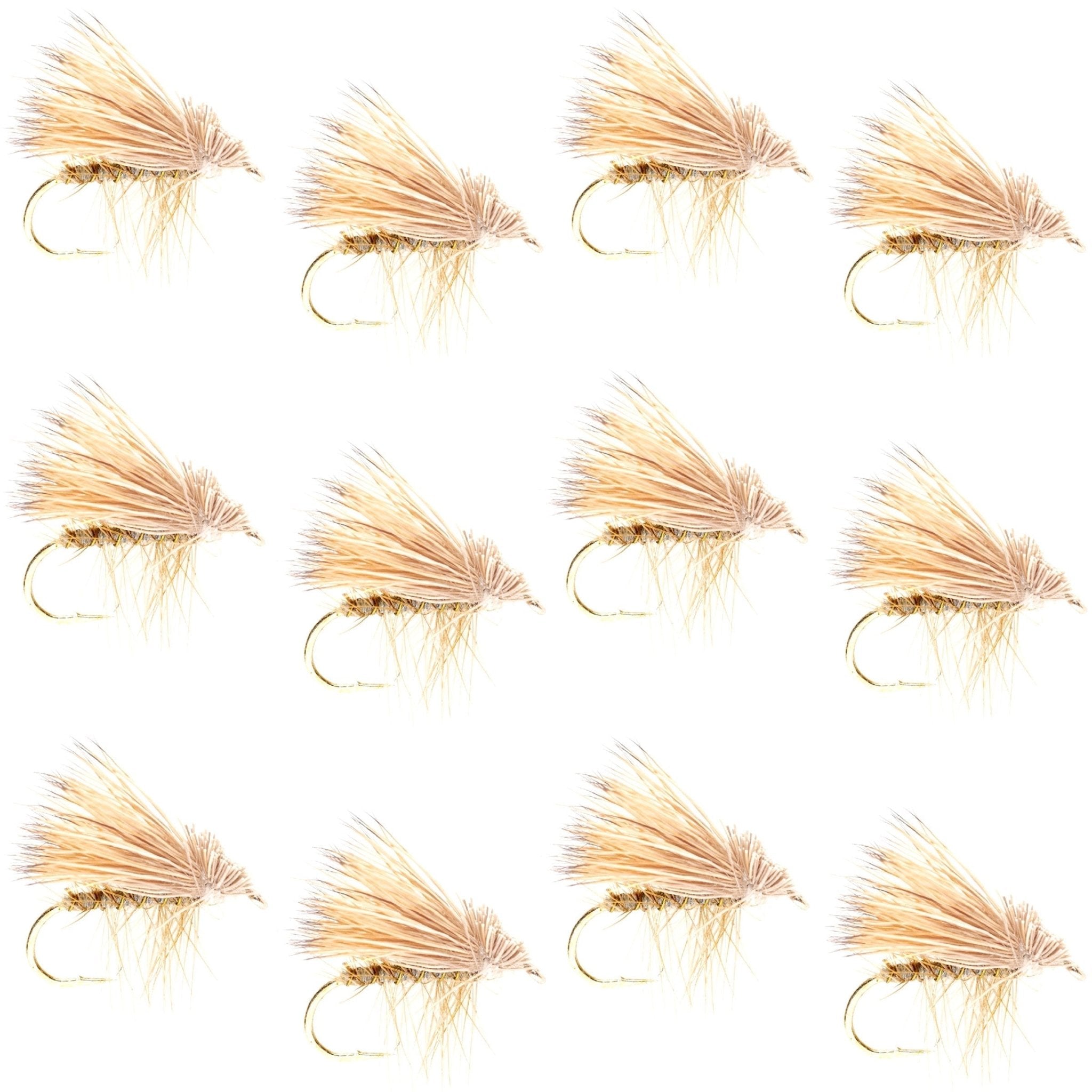 Barbless Yellow Elk Hair Caddis Classic Trout Dry Flies 1 Dozen Flies Size 16 - Get Tight Gear