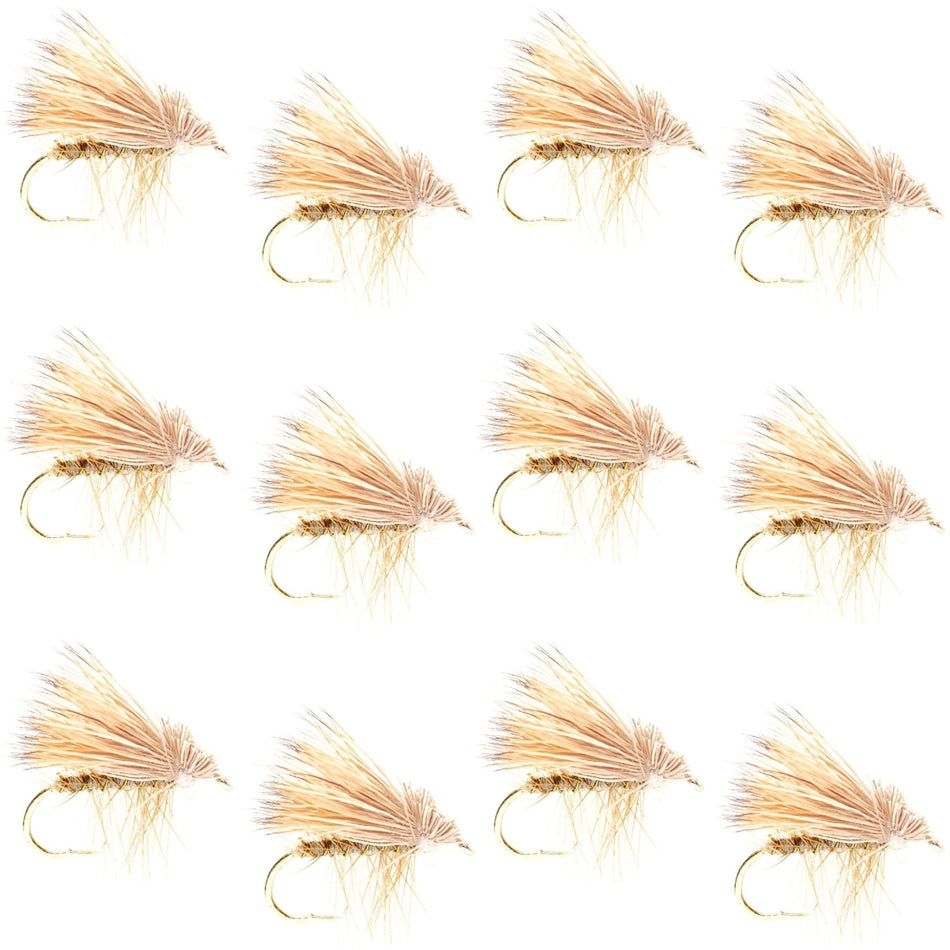 Barbless Yellow Elk Hair Caddis Classic Trout Dry Flies 1 Dozen Flies Size 16 - Get Tight Gear