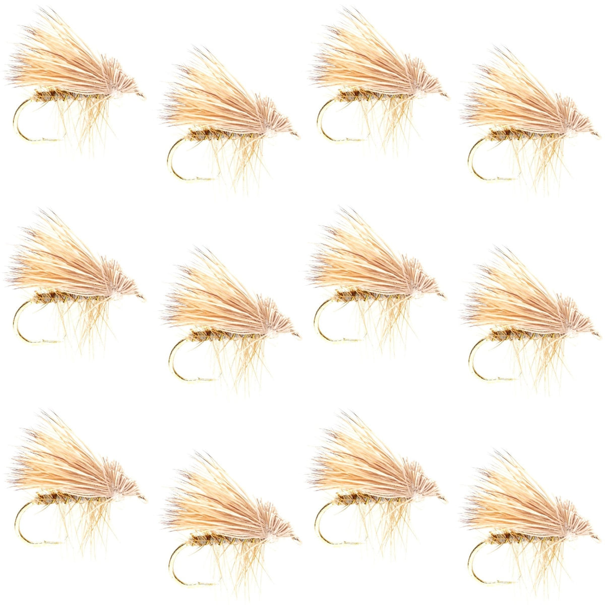Barbless Yellow Elk Hair Caddis Classic Trout Dry Flies 1 Dozen Flies Size 18 - Get Tight Gear