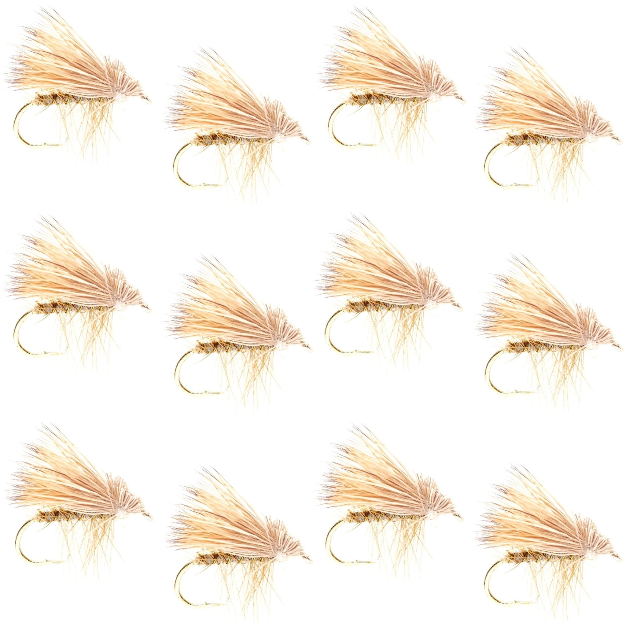 Barbless Yellow Elk Hair Caddis Classic Trout Dry Flies 1 Dozen Flies Size 18 - Get Tight Gear