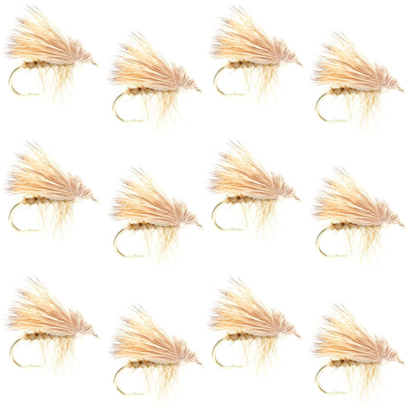 Barbless Yellow Elk Hair Caddis Classic Trout Dry Flies 1 Dozen Flies Size 18 - Get Tight Gear