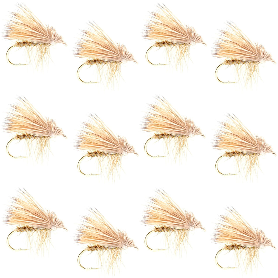 Barbless Yellow Elk Hair Caddis Classic Trout Dry Flies 1 Dozen Flies Size 18 - Get Tight Gear