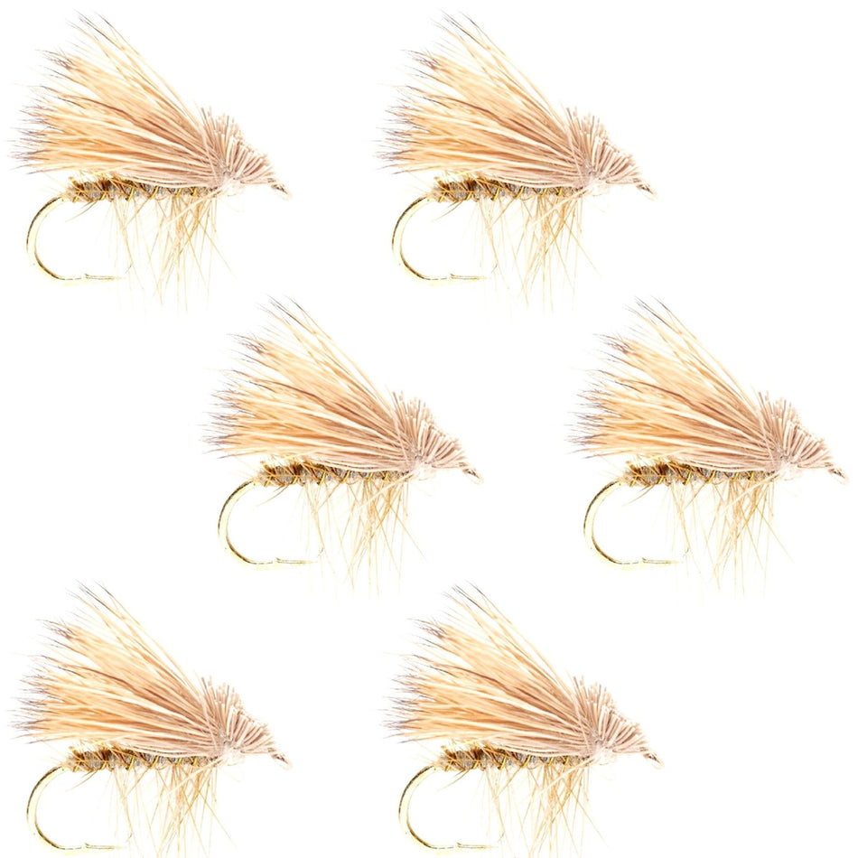 Barbless Yellow Elk Hair Caddis Classic Trout Dry Flies 6 Flies Size 14 - Get Tight Gear