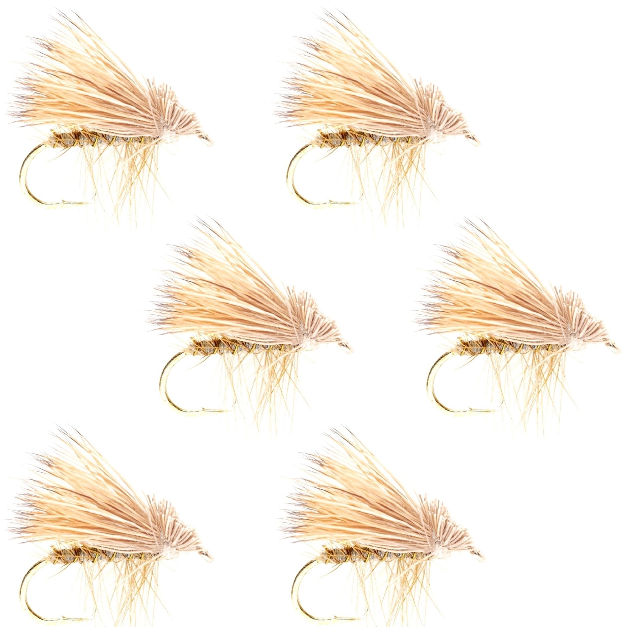 Barbless Yellow Elk Hair Caddis Classic Trout Dry Flies 6 Flies Size 16 - Get Tight Gear