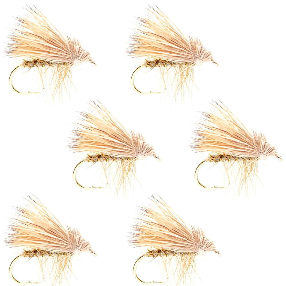 Barbless Yellow Elk Hair Caddis Classic Trout Dry Flies 6 Flies Size 18 - Get Tight Gear