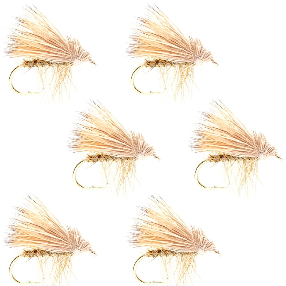Barbless Yellow Elk Hair Caddis Classic Trout Dry Flies 6 Flies Size 18 - Get Tight Gear