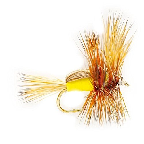 Barbless Yellow Humpy Classic Hair Wing Dry Fly - 6 Flies Hook Size 14 - Get Tight Gear
