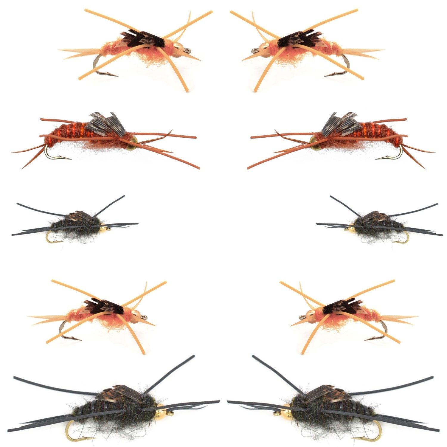 Basics Collection - Kaufmann's Tungsten Bead Stonefly Nymph Assortment - 10 Bead Head Rubber Legs Wet Flies - 5 Patterns - Hook Sizes 4, 6, 8, 10, and 12 - Get Tight Gear