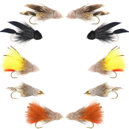 Basics Collection - Muddler Minnow Streamer Assortment - 10 Wet Flies - 5 Patterns - Hook Sizes 4 and 6 - Get Tight Gear