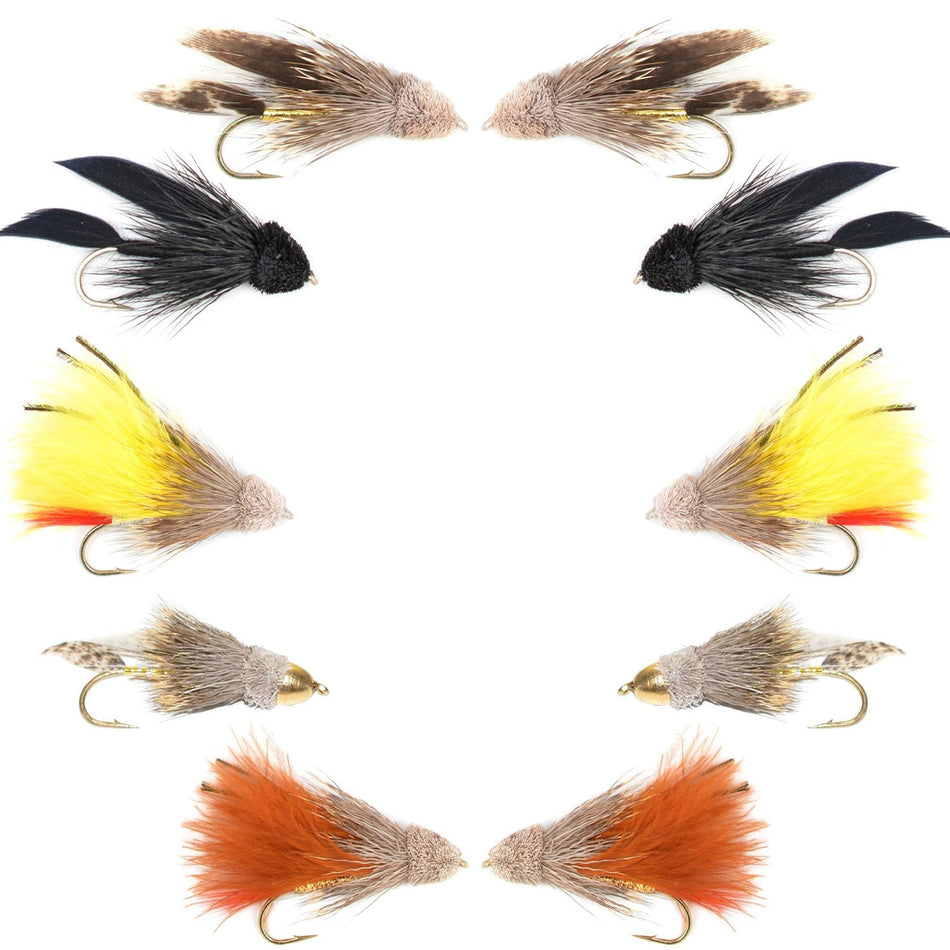 Basics Collection - Muddler Minnow Streamer Assortment - 10 Wet Flies - 5 Patterns - Hook Sizes 4 and 6 - Get Tight Gear