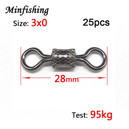 25~50 Pcs/Lot Stainless Steel Rolling Swivels Fishing Hook Connector Accessories