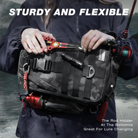 Ghosthorn Fishing Backpack with Rod Holder - Ultimate Tackle Sling Bag for Fly Fishing Enthusiasts - Perfect Gift for Men and Women