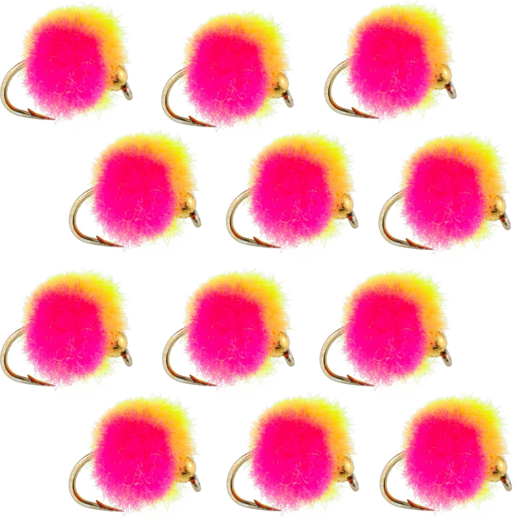 Bead Head Clown Egg Fly Fishing Flies - 1 Dozen Flies Hook Size 16 - Get Tight Gear