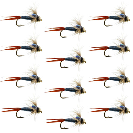 Bead Head Metallic Blue Copper John Nymph - 1 Dozen Fly Fishing Flies - Hook Size 12 - Get Tight Gear