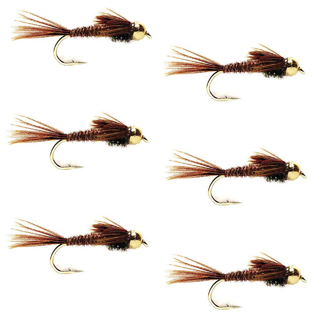 Bead Head Pheasant Tail Nymph Fly Fishing Flies - 6 Flies Hook Size 18 - Get Tight Gear