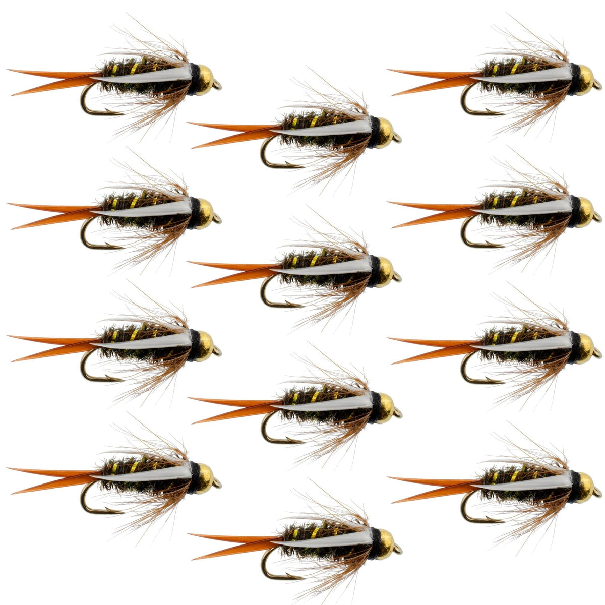 Bead Head Prince Nymph Fly Fishing Flies - 1 Dozen Flies Hook Size 10 - Get Tight Gear