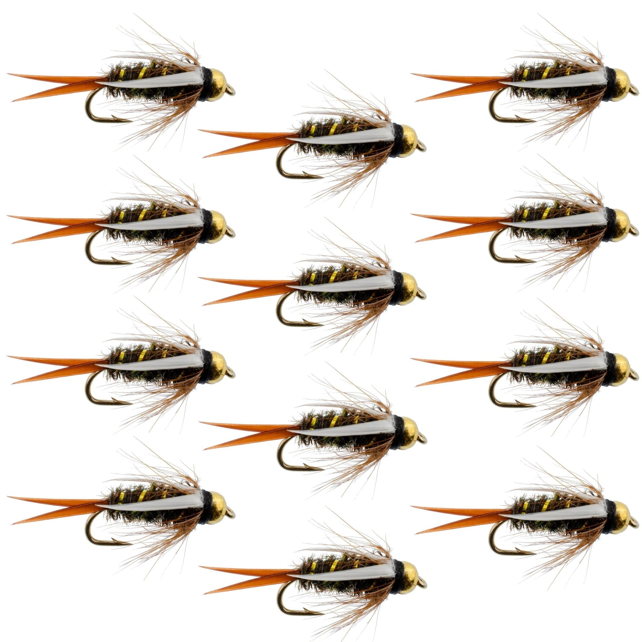 Bead Head Prince Nymph Fly Fishing Flies - 1 Dozen Flies Hook Size 10 - Get Tight Gear