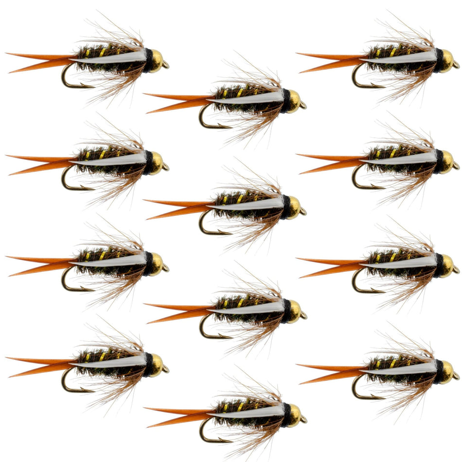 Bead Head Prince Nymph Fly Fishing Flies - 1 Dozen Flies Hook Size 10 - Get Tight Gear