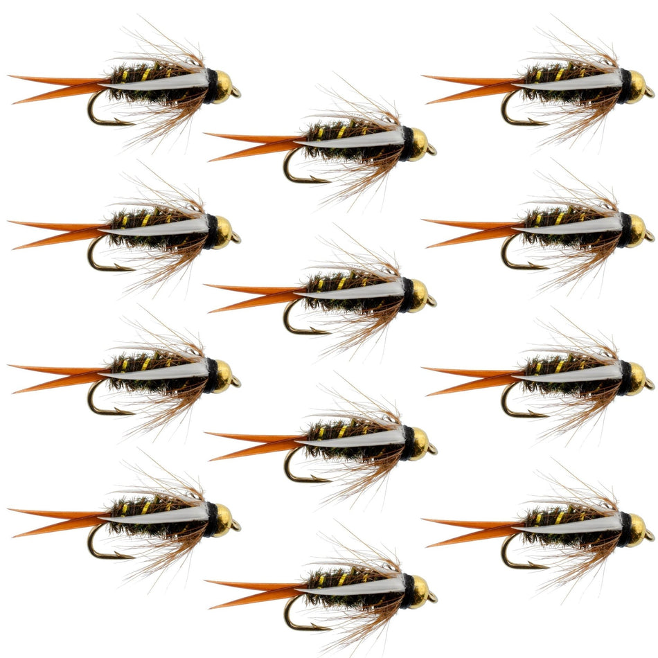 Bead Head Prince Nymph Fly Fishing Flies - 1 Dozen Flies Hook Size 16 - Get Tight Gear