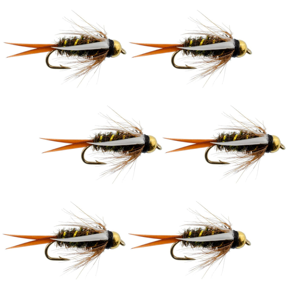 Bead Head Prince Nymph Fly Fishing Flies - Set of 6 Flies Hook Size 10 - Get Tight Gear