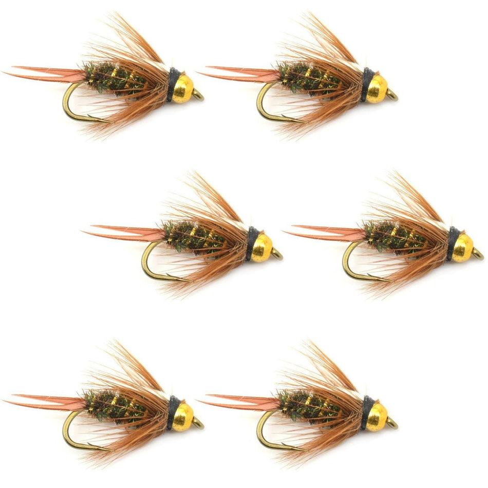 Bead Head Prince Nymph Fly Fishing Flies - Set of 6 Flies Hook Size 12 - Get Tight Gear