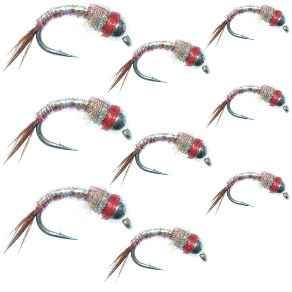 Bead Head Rainbow Warrior Midge Assortment - Silver Bead Head - 3 Each of 3 Sizes 14, 16, 18 - Get Tight Gear