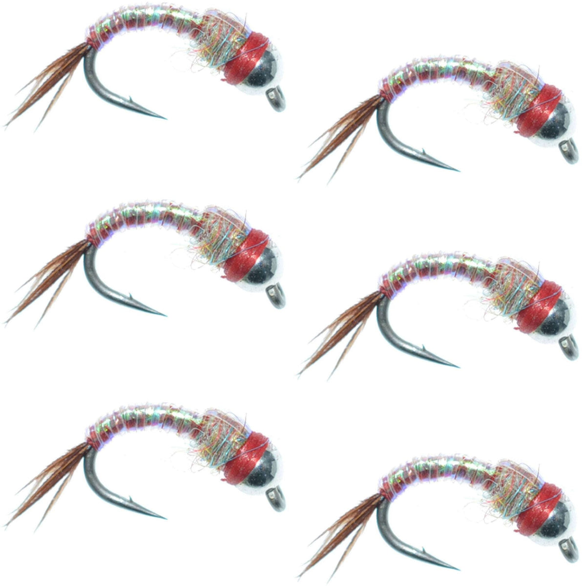 Bead Head Rainbow Warrior Nymph Fly Fishing Flies 6 Flies Hook Size 18 - Get Tight Gear