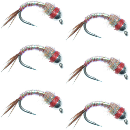 Bead Head Rainbow Warrior Nymph Fly Fishing Flies 6 Flies Hook Size 18 - Get Tight Gear