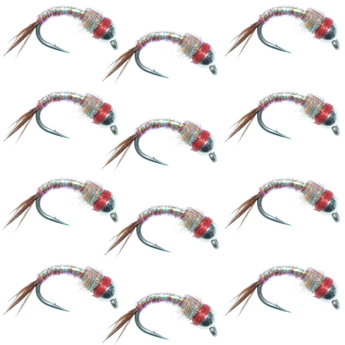 Bead Head Rainbow Warrior Nymph Fly Fishing Flies One Dozen Hook Size 14 - Get Tight Gear