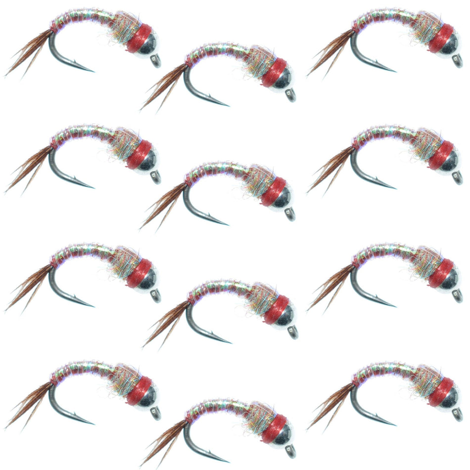 Bead Head Rainbow Warrior Nymph Fly Fishing Flies One Dozen Hook Size 14 - Get Tight Gear