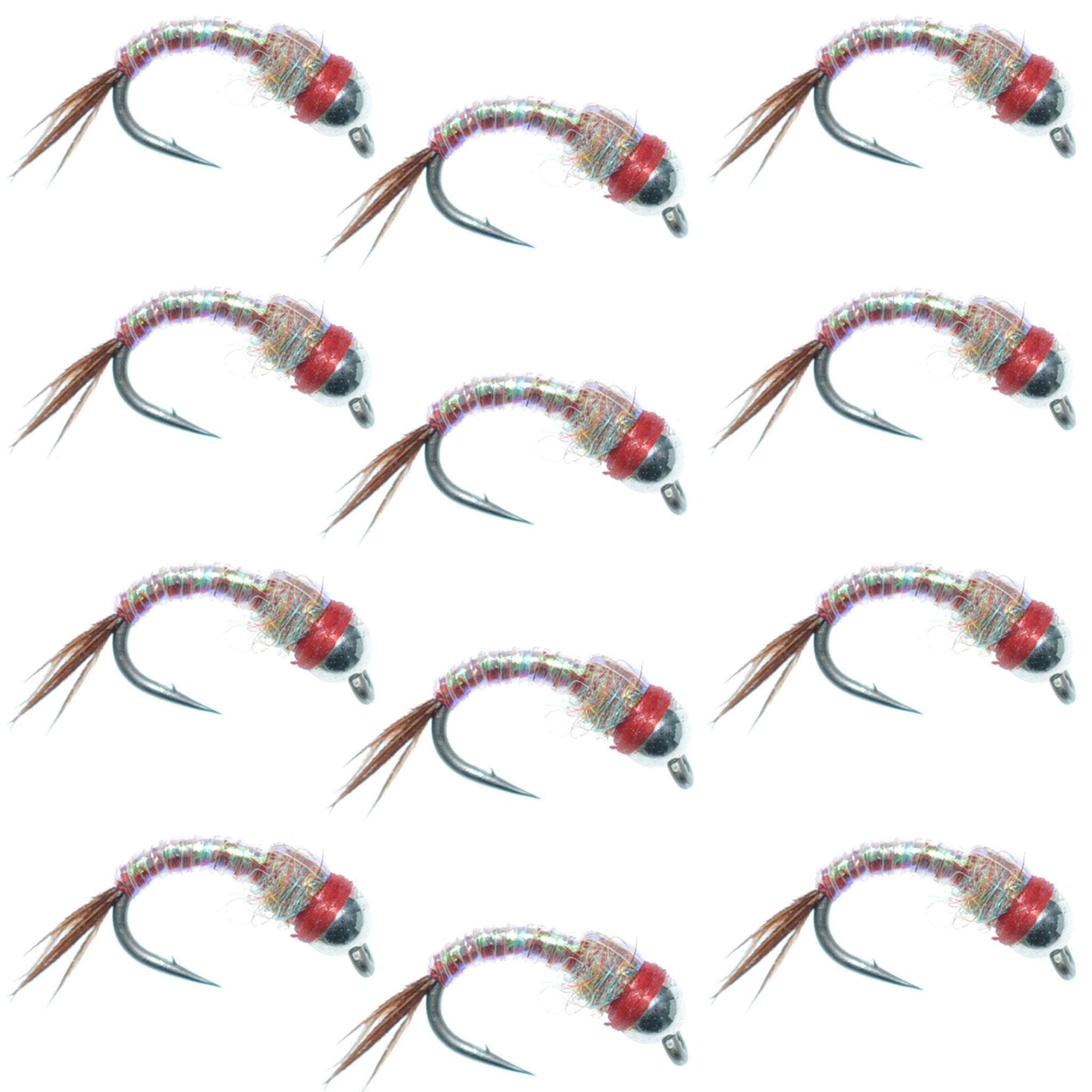 Bead Head Rainbow Warrior Nymph Fly Fishing Flies One Dozen Hook Size 16 - Get Tight Gear