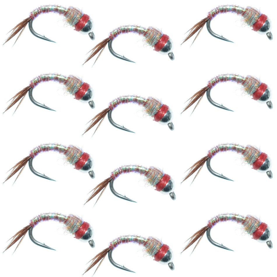 Bead Head Rainbow Warrior Nymph Fly Fishing Flies One Dozen Hook Size 16 - Get Tight Gear