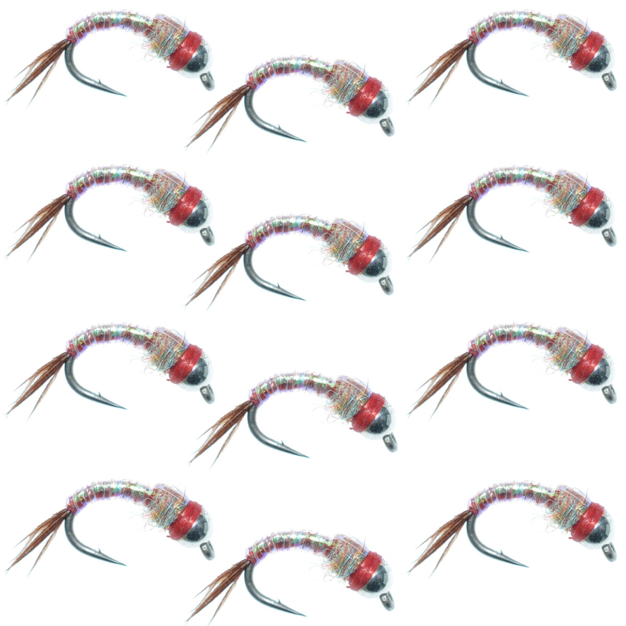 Bead Head Rainbow Warrior Nymph Fly Fishing Flies One Dozen Hook Size 18 - Get Tight Gear
