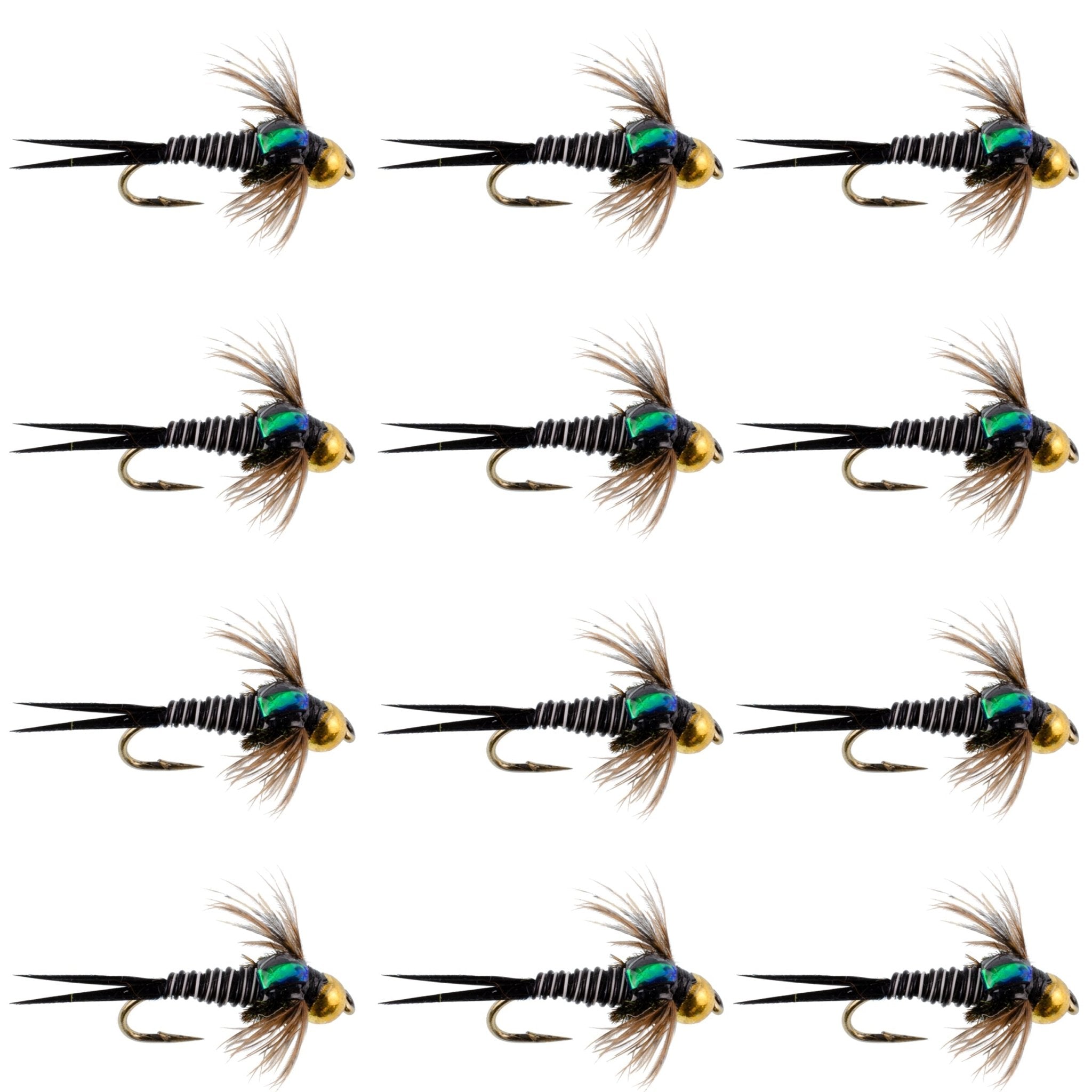 Bead Head Zebra Copper John Nymph Fly Fishing Flies - 1 Dozen Flies Hook Size 12 - Get Tight Gear