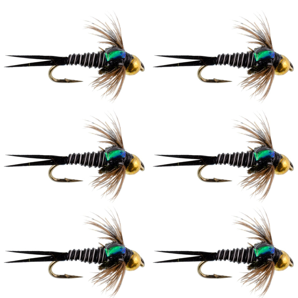 Bead Head Zebra Copper John Nymph Fly Fishing Flies - Set of 6 Flies Hook Size 12 - Get Tight Gear