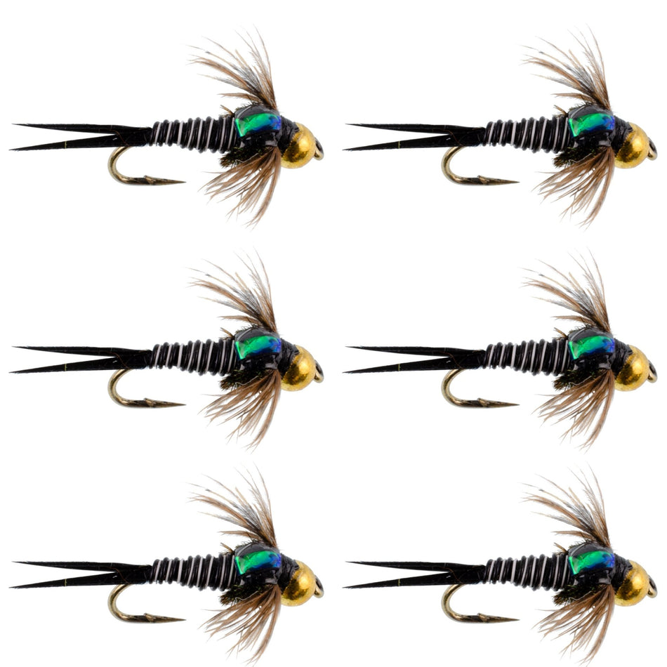 Bead Head Zebra Copper John Nymph Fly Fishing Flies - Set of 6 Flies Hook Size 14 - Get Tight Gear