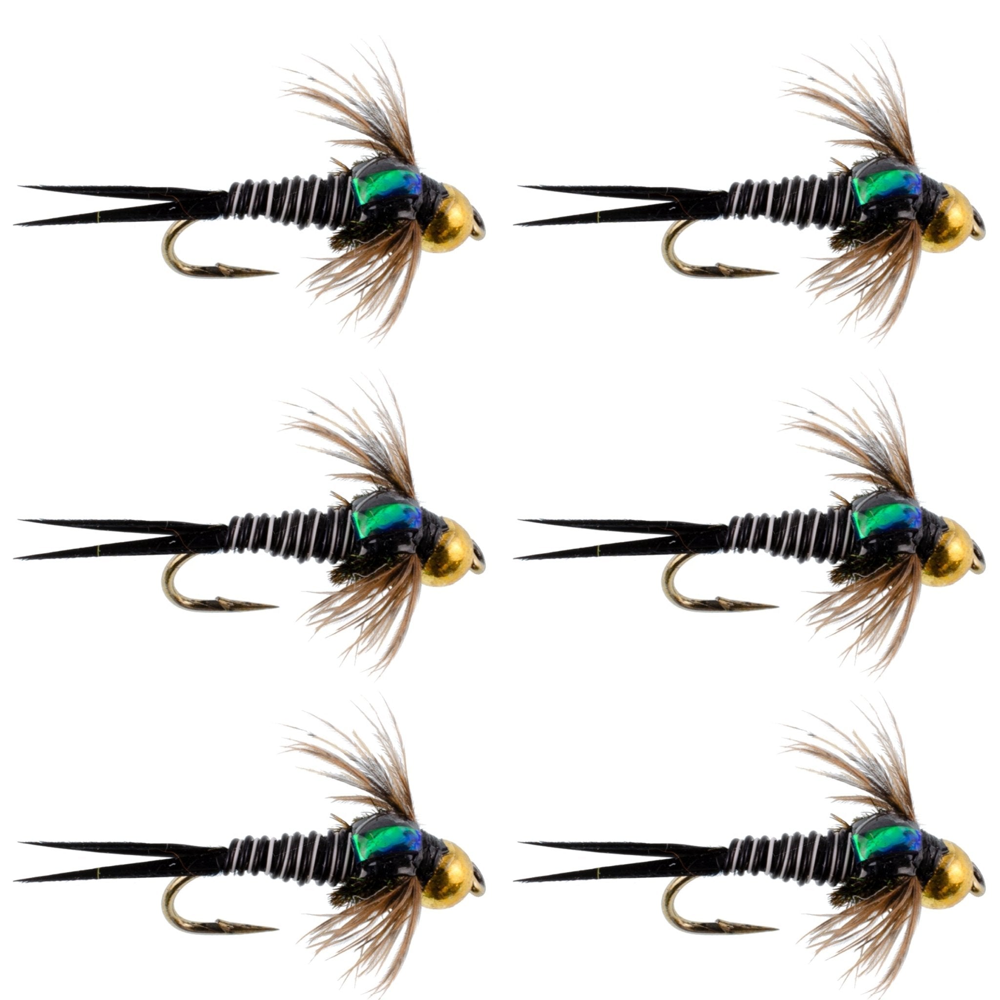 Bead Head Zebra Copper John Nymph Fly Fishing Flies - Set of 6 Flies Hook Size 16 - Get Tight Gear