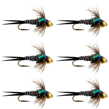 Bead Head Zebra Copper John Nymph Fly Fishing Flies - Set of 6 Flies Hook Size 16 - Get Tight Gear