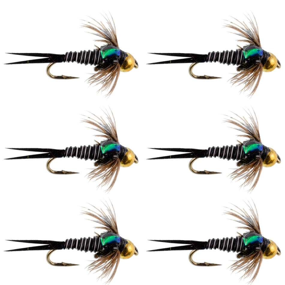 Bead Head Zebra Copper John Nymph Fly Fishing Flies - Set of 6 Flies Hook Size 16 - Get Tight Gear